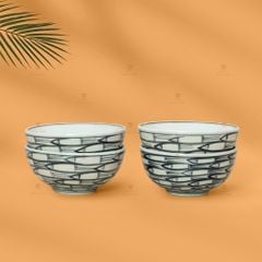 Bộ Bát Cơm Men Trắng Vẽ Cá Đàn