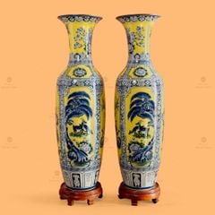 Lộc Bình 1M4 Men Vàng Vẽ Tứ Cảnh